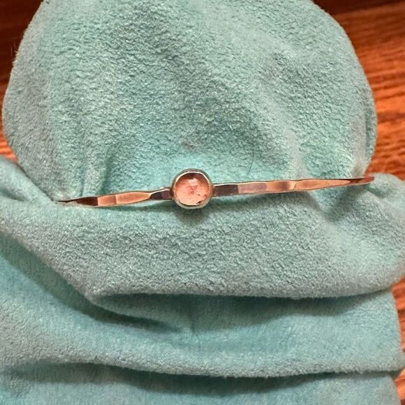 Vintage Rebecca Norman Pink Tourmaline Sterling Silver Bangle Bracelet - Picture 4 of 13